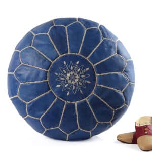 Moroccan Blue round pouf