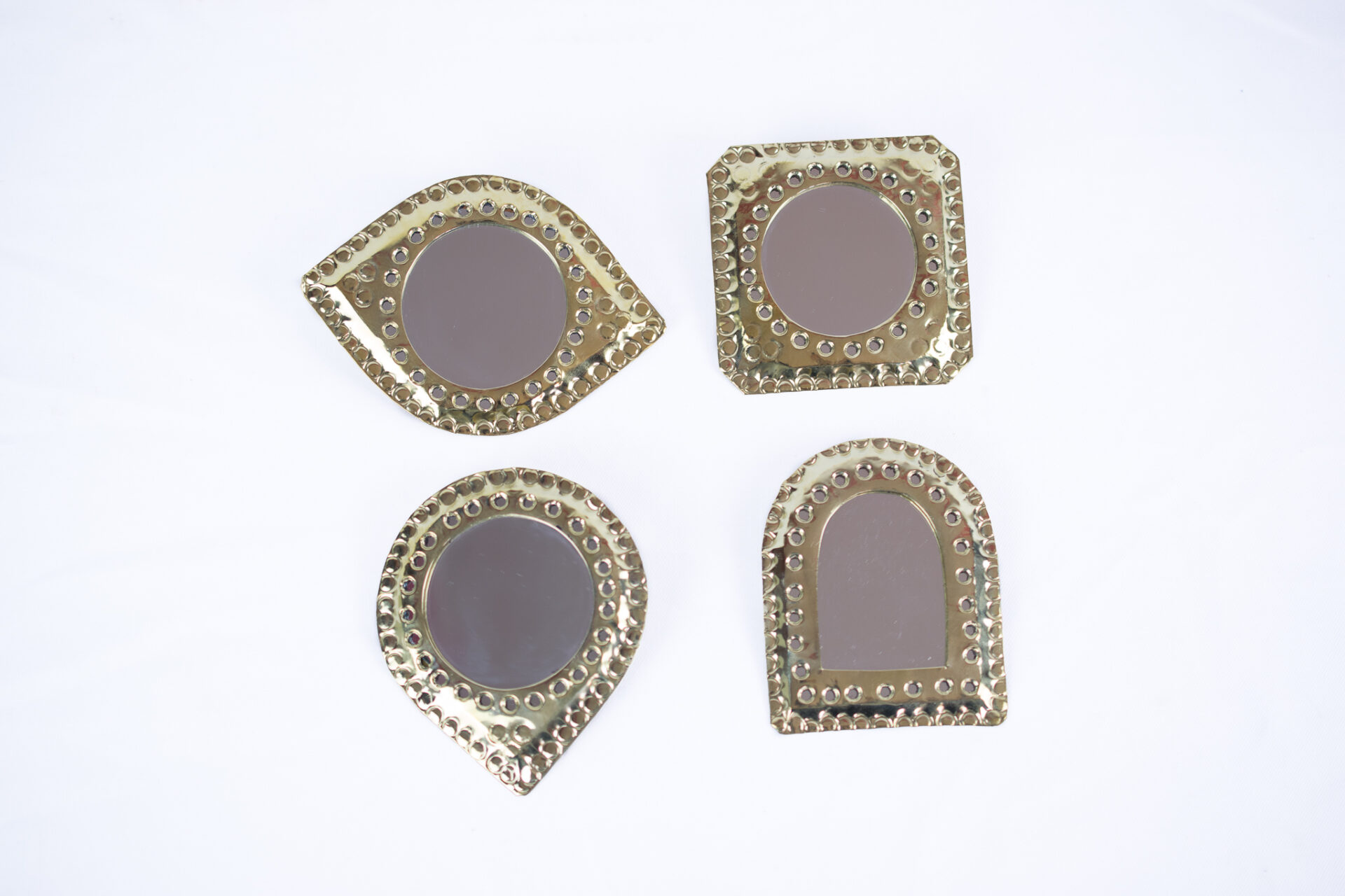 Moroccan brass coloured little pocket mirror handcrafted design 1 