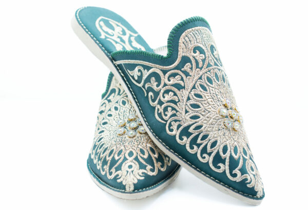 Green Moroccan babouche slippers