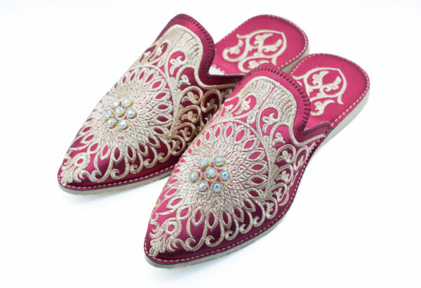 Red Moroccan leather slipper