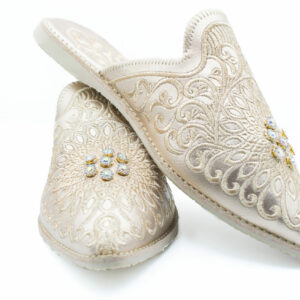 Golden Moroccan leather slippers