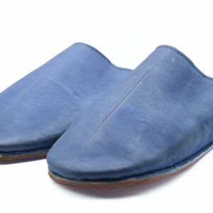 Blue Moroccan leather slippers for men
