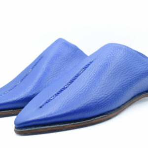 Blue leather slippers men