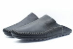Black leather Moroccan slippers men