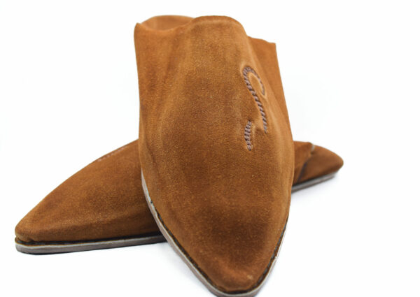 Brown Moroccan mens suede slippers