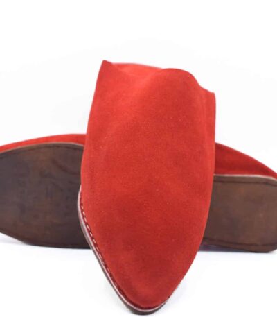 Pantoufles en daim pour femmes Babouche en rouge