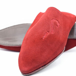 Red suede slippers babouche for men