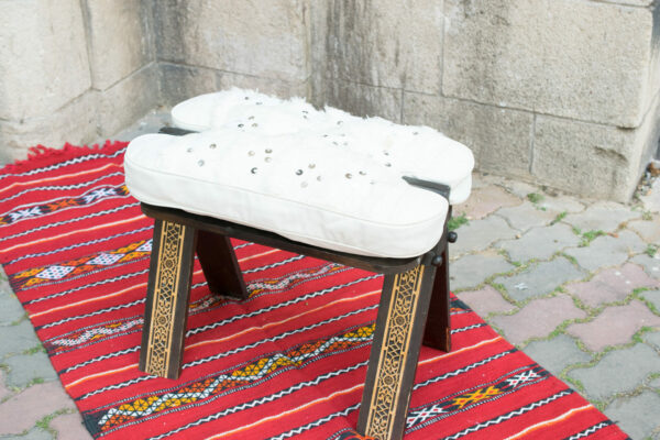Moroccan white Camel Saddle Stool