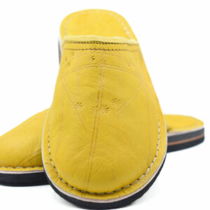 Yellow Berber leather slippers men
