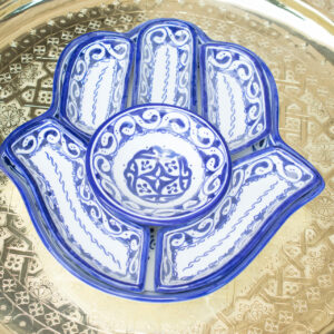 Assiette Hamsa en céramique marocaine en bleu