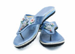 Blue Moroccan leather sandals for women