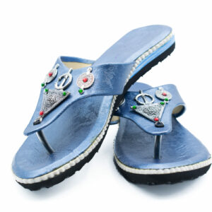 Blue Moroccan leather sandals for women