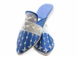Blue Handmade leather mules slippers