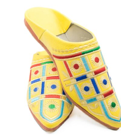 jaune Pantoufles en cuir pour femmes