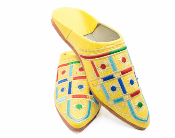 yellow Leather women slippers