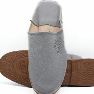 Grey Mens leather house slippers