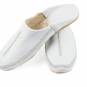 white Moroccan men leather slippers