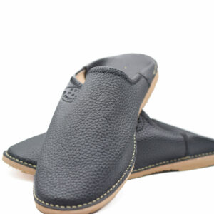 Black leather mens mule shoes
