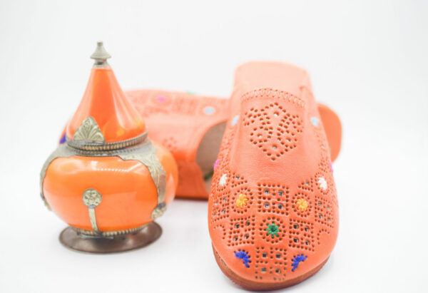 Orange Marokkanische Schuhe Hausschuhe