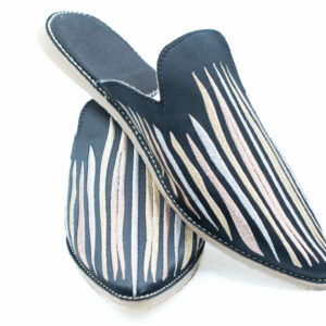 Black striped Womens Babouches