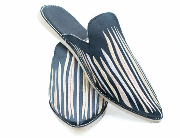 Black striped Womens Babouches